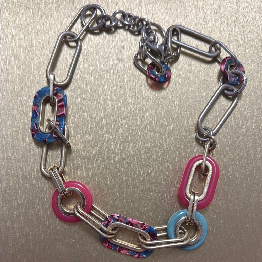 Chloe + Isabel Pink and Blue Barragan Link Necklace